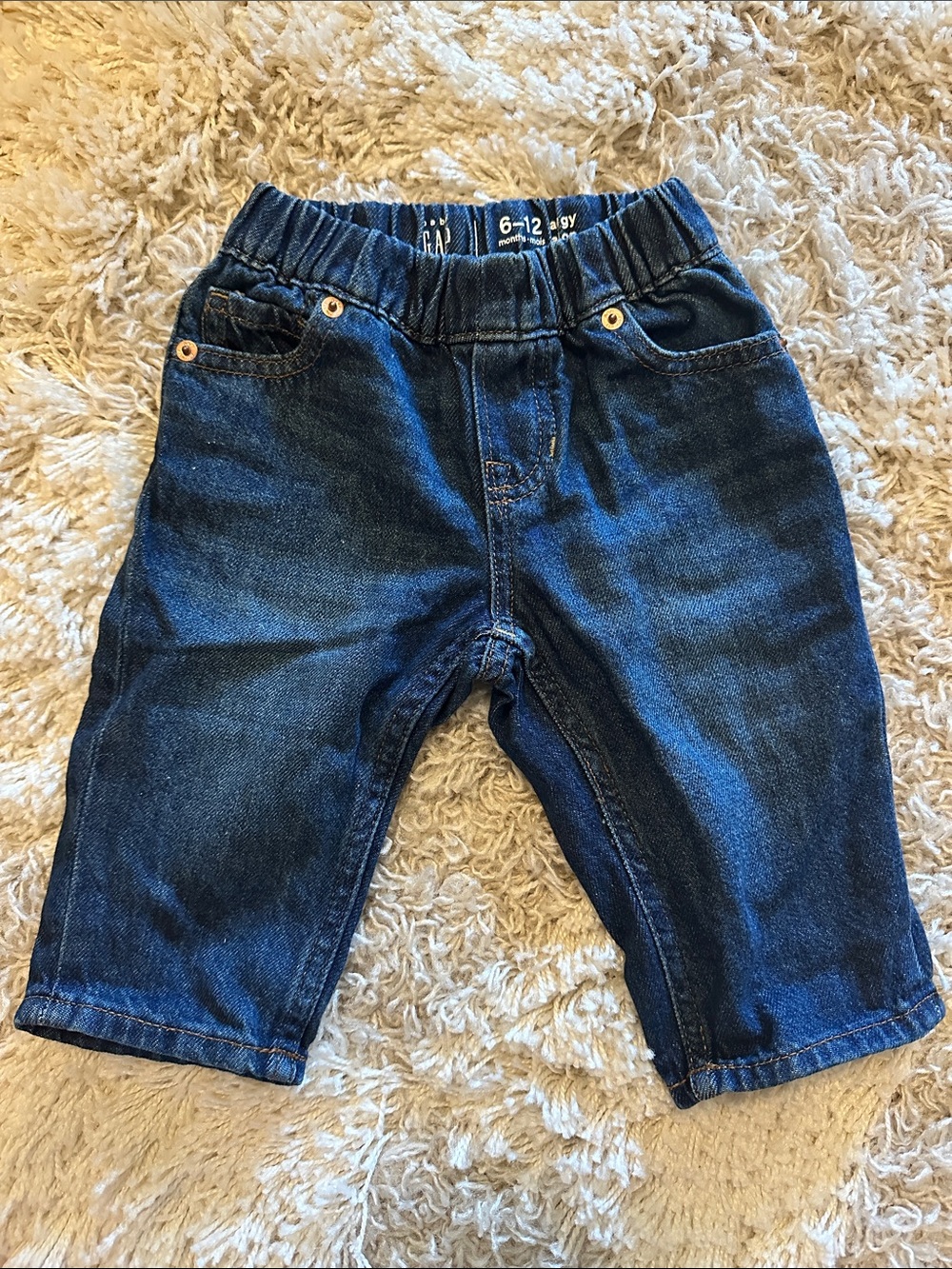 Toddler Dark Blue Denim Pull-On Jeans - 6-12 Months